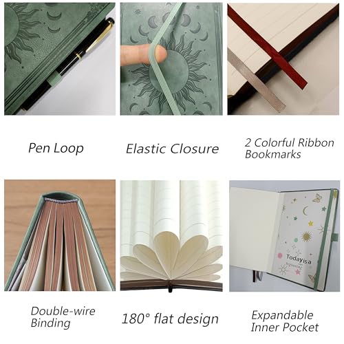 Journal for Men & Women, Daily for Classic Lined Writing, 360 Pages Hardcover Journaling Notebook with Pen, Vintage Sun & Moon Design, Premium Grey,B5 (7.7'' x 10'') - Image 3