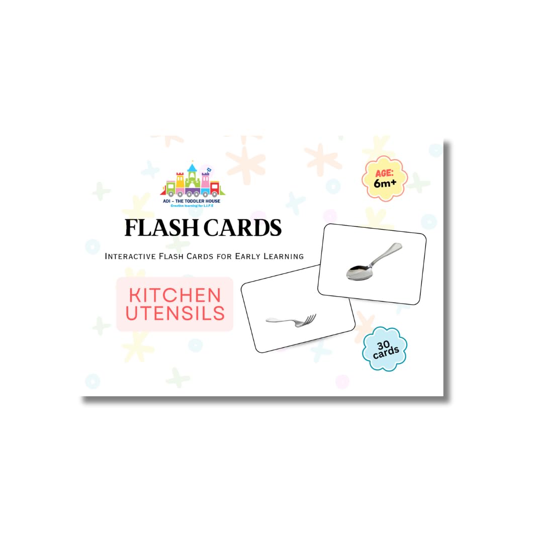 The Toddler House - Right Brain Educational Flash Cards for Kids | 30 Thick Laminated A6 Cards | Learn Through Play | Improves Vocabulary & Cognitive Skills | Age 2.5+ (Kitchen Utensils)-picture-18