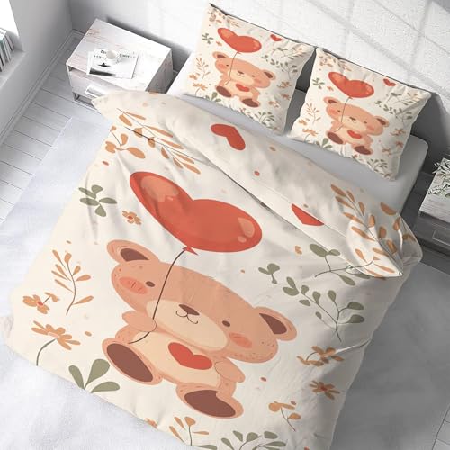 Housse couette en microfibre douce 200x200 anti-plis avec zip ours - 5