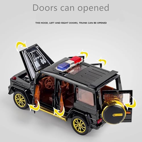 Image of 132 Scale G Wagon Police Toy Car Diecast Metal Car Light Sound Pullback Openable Door, Multicolor
