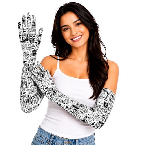 Image of Khillayox Cotton Sun Protection Printed Full Hand Long gloves for Women| UV Protection Sleeves Perfect for Cycling, Driving, Running, Football & Outdoor Activities- Pair of 1