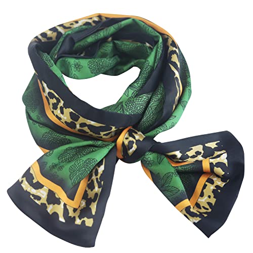 EXTREE Satin Scarf Mulberry Silk Printed Head Wrap Hair Band 7"" x 59"" A026