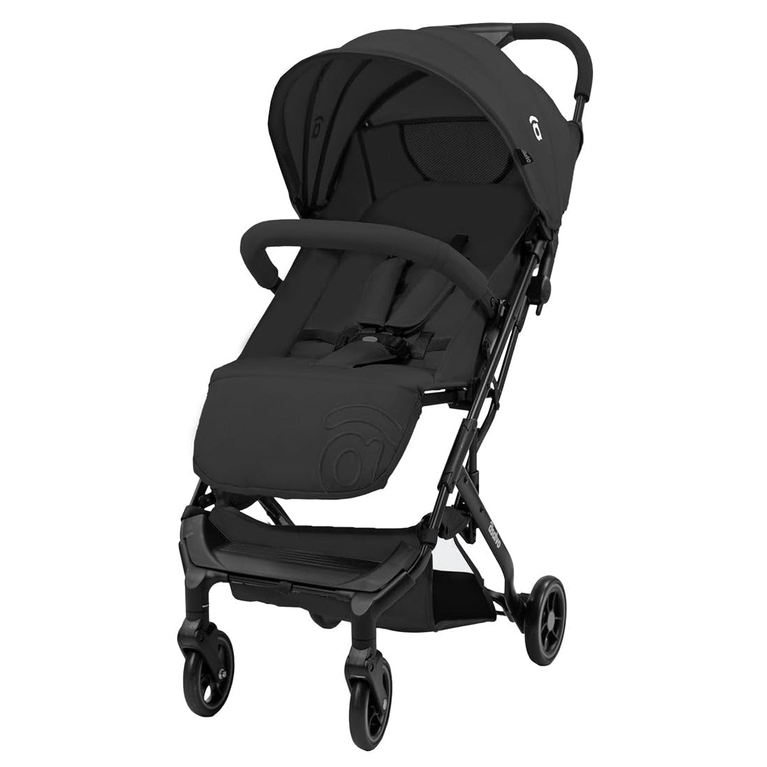 Asalvo TUMBUCTU Poussette ultra légère pour bébé, dossier inclinable, poussette urbaine, harnais 5 points, SPF50+, capote avec fenêtre, maniable, dès la naissance jusqu'à 23 kg, noir
