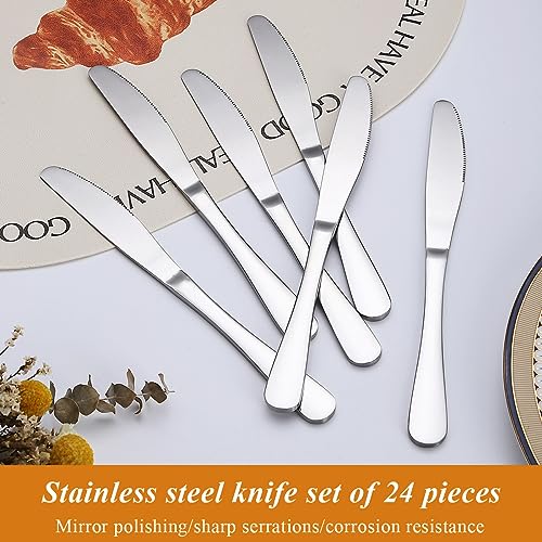 Couteaux à steak Evanda pour vos repas de famille ensemble de couverts 24 pièces