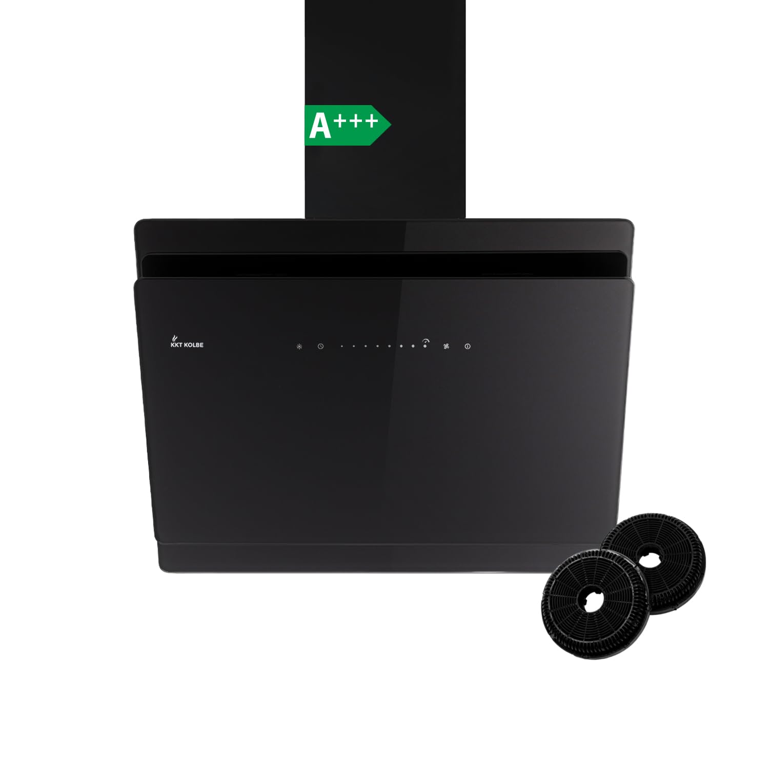 KKT KOLBE Dunstabzugshaube 60 cm 782 cbm/h Umluft Abluft Kopffrei Wandhaube Schräghaube Schwarz Glas SensorTouch LED-Beleuchtung