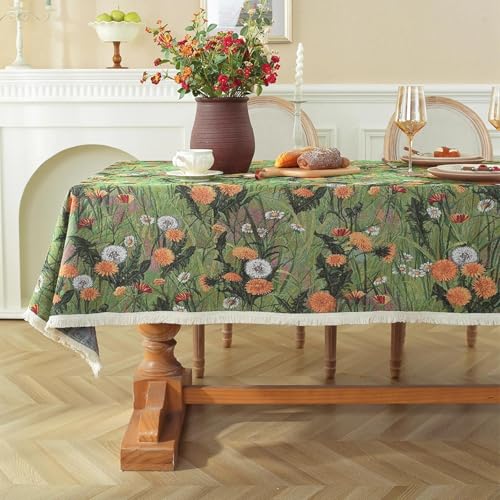 Nappe vintage rectangulaire verte 140x220 table salle à manger