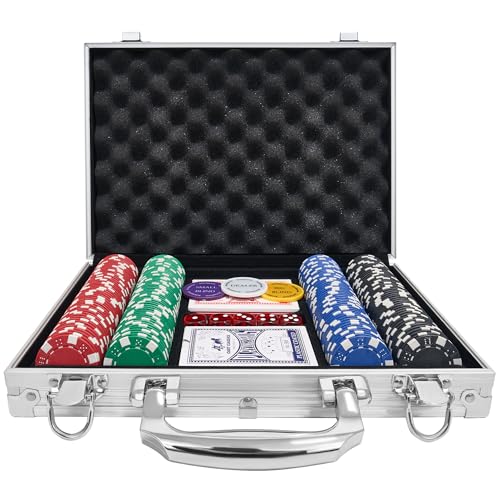 image for Serdios Poker Chips with Numbers,200PCS Poker Chip Set with Aluminum T