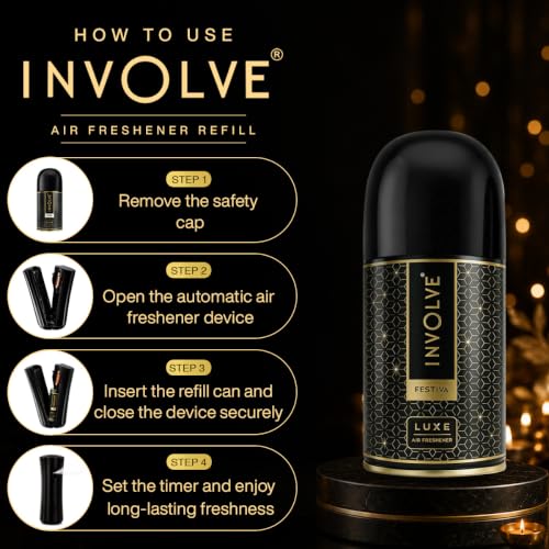 Image of Involve Luxe - Festiva Automatic Room Fresheners Refill Pack | 2200 Sprays Guaranteed | Lasts up to 60 Days (225ml) | Automatic Home Fresheners | Long Lasting Fragrance