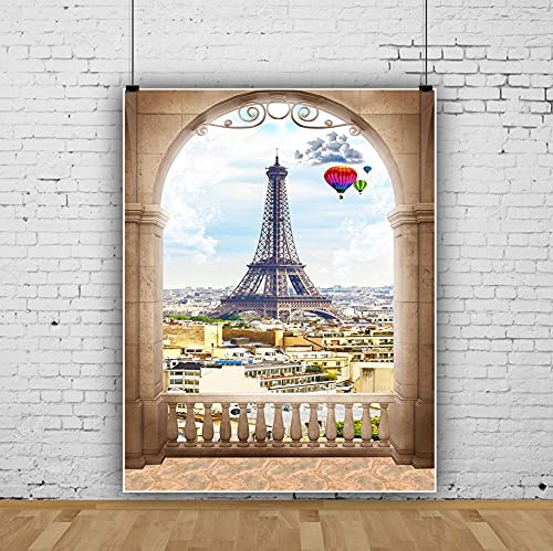 Laeacco Vinyl-Fotohintergrund, romantisch, Paris, Eiffelturm, moderne Stadtlandschaft, Bogenansicht, für Babys, Kinder…