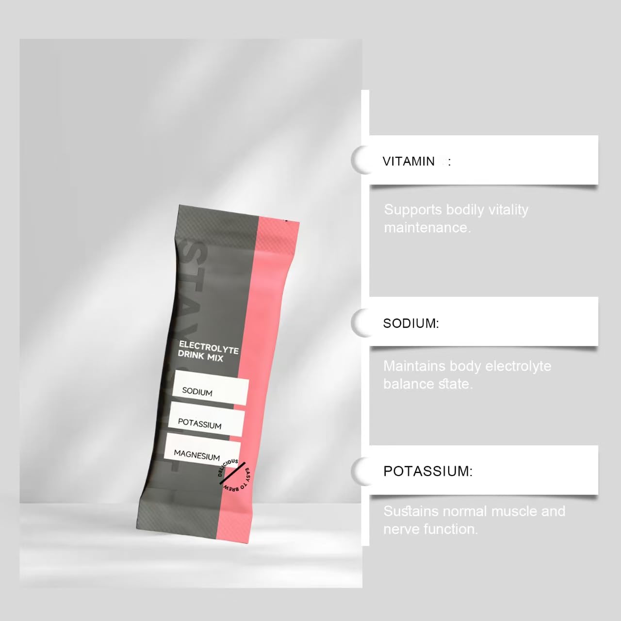 Mélange pour boisson électrolytique sans sucre - Sel de framboise | Mélange à boisson | Packs de bâtons de poudre