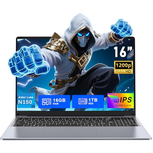 FUNYET Gaming Laptop, 16 inch Laptop Computer 2026 with Windows 11 Pro, 16GB RAM 1TB SSD, Int 13th Gen N150 Processor(up to 3.6GHz), Backlit Keyboard, Bluetooth, Mini HDMI, Office 365, FHD 1080P