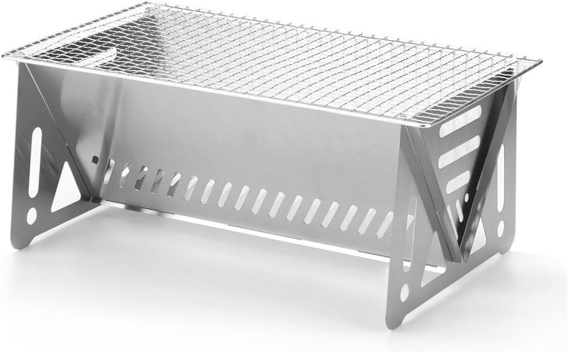 Folding Campfire Grill Stainless Steel Portable Charcoal BBQ Stove for Outdoor Camping Beach Bonfire and Backyard Cooking(40x24.2x17.5cm)