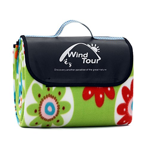 Wasserdichte Picknickdecke, OUTAD 150*200CM Fleece Wärmeisolierte Picknickmatte Outdoordecke Campingdecke Stranddecke Reisedecke mit Tragegriff