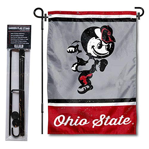 Drapeau de jardin Ohio State Buckeyes vintage rétro avec support de fixation