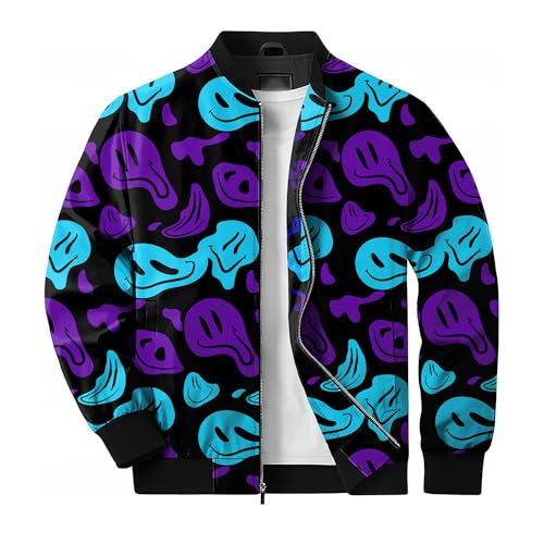 AJ 8 Aqua 8s Aquatone Bomber Jacket, Smile Pattern, 3D Coat Matching Sneakers, Fall Winter Outfits
