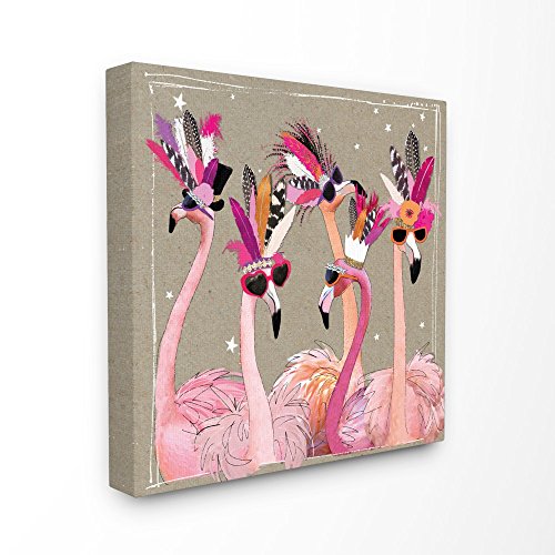 The Stupell Home Decor Collection Fancy Pants Flamingos Stretched Canvas Wall Art, 24 x 1.5 x 24, Multi-Color