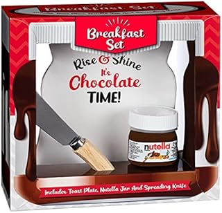 Breakfast Chocolate Gift Set - Nutella Breakfast Chocolate Set - Includes Chocolate Paste Spread - Toast Plate - Gift Idea For Christmas