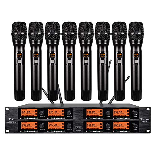 Wireless Microphone System 8 Channel Microphones Frequency B Uhf Pro Audio 8 Handheld Whole Metal Mic Karaoke System School Church Speaking Conference Wedding Party Ktv #TOP5