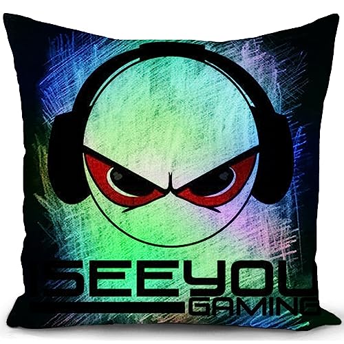 HUASHUZI Cushion Cover Gaming Accessories Gitfs for Boys Gamer Room Bedroom I See You Gaming Throw Pillow Case Gamer Lovers Decor for Home Livingroom Couch Bed Sofa 18"x18"