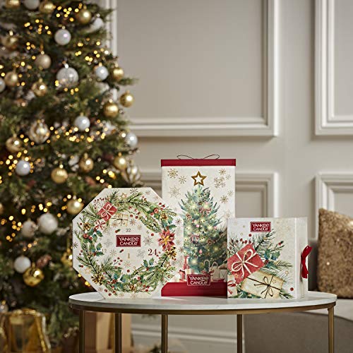 514QFaDEe5L Yankee Candle Couronne calendrier de l'Avent | Coffret cadeau de bougies parfumées de Noël | 24 bougies chauffe-plat et 1 photophore | Collection Magical Christmas Morning