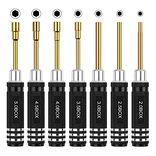 RC Tools Kit 7PCS Hex Nut Screwdriver Set with 5.0/4.5/4.0/3.5/3.0/2.5/2.0 Box Hobby Tools Hexagon...