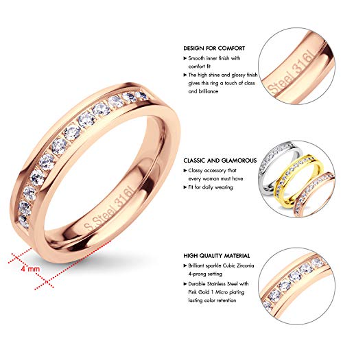 555Jewelry Womens Stainless Steel Classic CZ Wedding Engagement Band Rings3