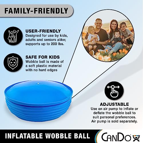 CanDo Inflatable Wobble Ball Balance Dome for Stability, Strengthening, and Balancing Training, Vestibular Activities, Exercising, and Active Seating, 30-1941 Blue - Thumbnail 4