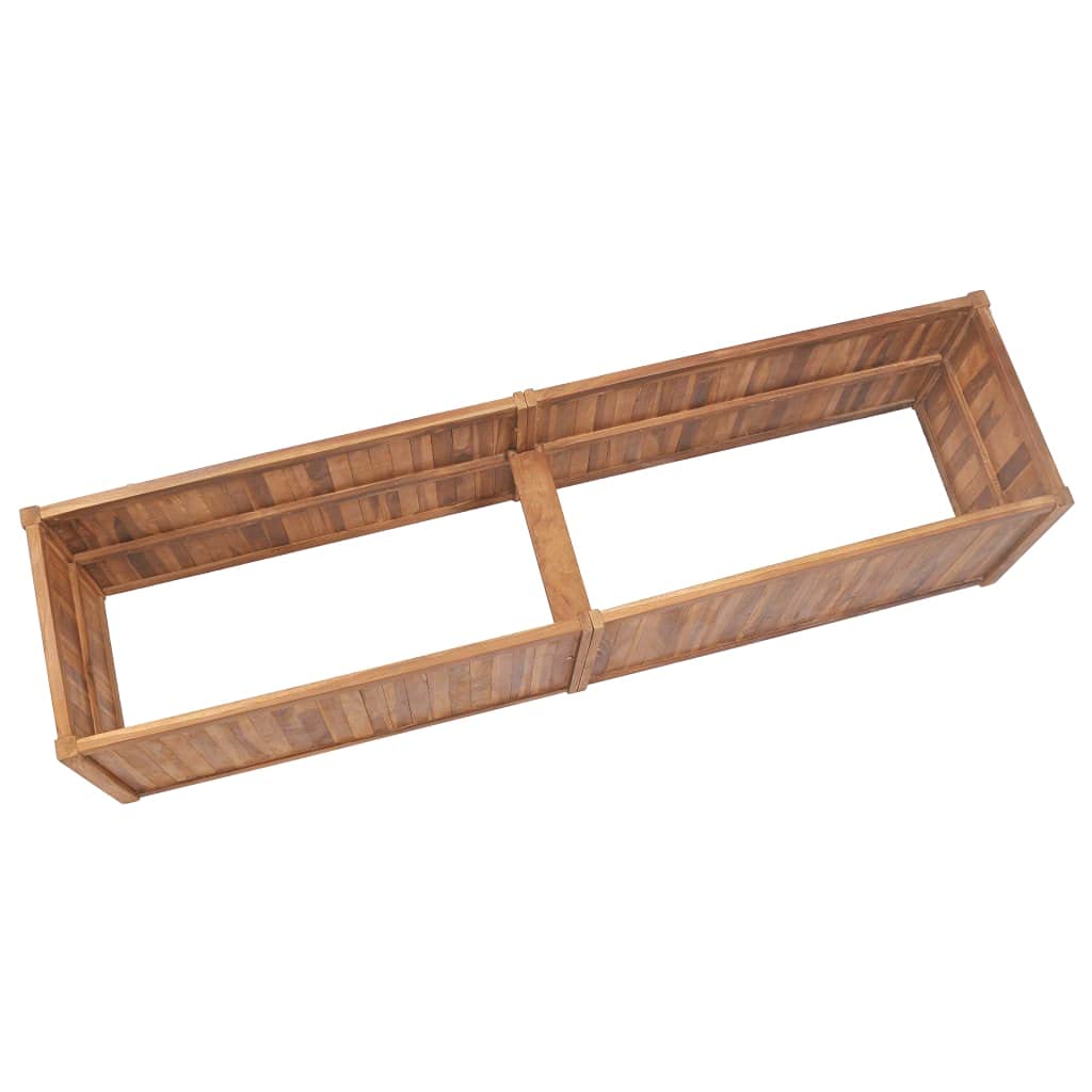 Jardinera elevada de 200 x 50 x 50 cm, madera maciza de teca, resistente a la intemperie para plantas al aire libre, gran bancal elevado para verduras