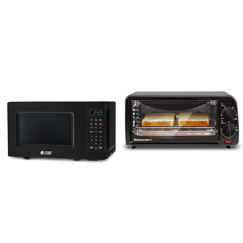Commercial CHEF Small Microwave 0 7 Cu Ft Countertop with Digital Display Black Elite Gourmet ETO236 Personal 2
