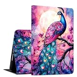 Case for iPad 9th/8th/7th Generation 10.2 Inch (2021/2020/2019 Release) Slim Lightweight PU Leather Adjustable Multi-Angle Smart Shell Cover with Auto Wake/Sleep Case for iPad 10.2-Inch,Pink Peacock