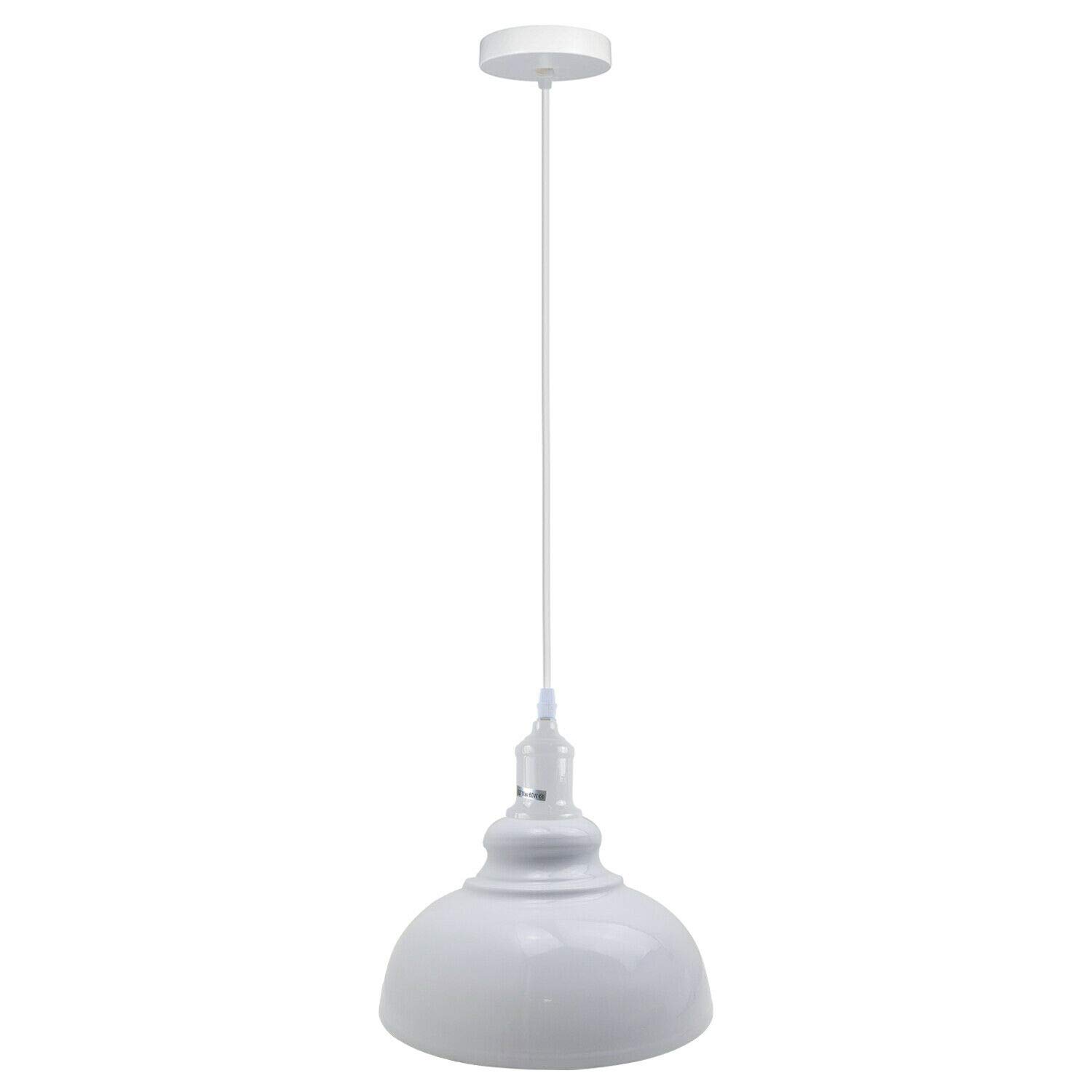 Ledsone White Vintage Curvy Dome Pendant Light 95Cm Adjustable