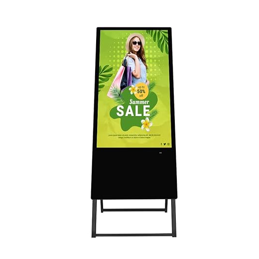 AAA Hyper Lumin Folding Kiosk Commercial Digital Signage Display, 43" Retail Screen A-Frame Digital Event Kiosk Digital Advertising Display Led w/HD Video Screen and 1080P Camera with Android 11 Version