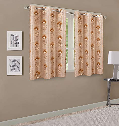 Image of Queenzliving Secret Linen Curtain, Window 5 feet- Pack of 2, Brown
