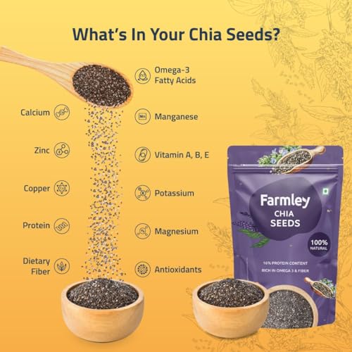 Image of Farmley Chia Seeds I 200g I Chia seeds for weight loss I Omega-3 seeds for eating, Rich in Protein and Fibre (Pack of 2)