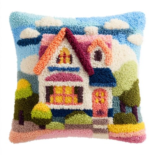 Bordado de ganchillo Henypt y manualidades de gancho de pestillo para cojín de 43x43 cm