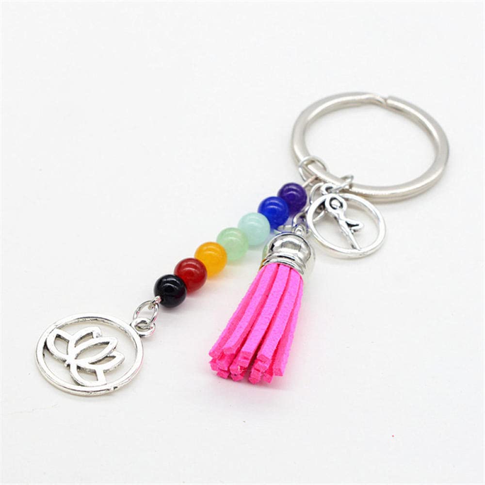 BATLAM Llavero Llavero Accesorios Llaveros Lindo Borla Llavero Llavero Mujer Joyería Coche Bolso con Cuentas Llavero Decoración (Rosa Roja)