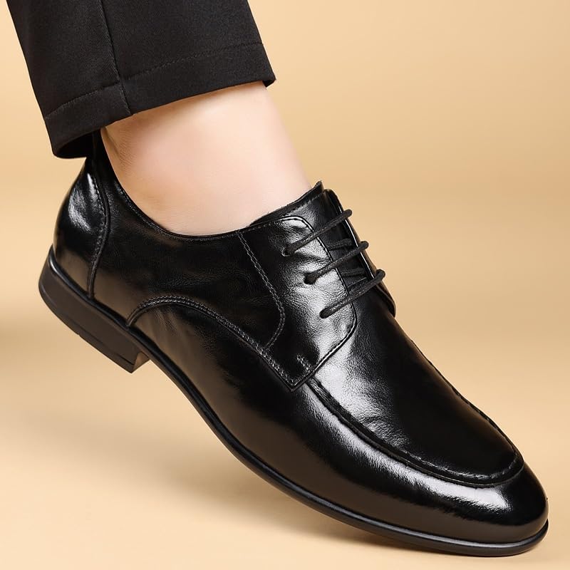 Men's Classic Patent Leather Oxfords Shoes Mens Breathable Pointed Toe Lace Up Casual Dress Shoes4