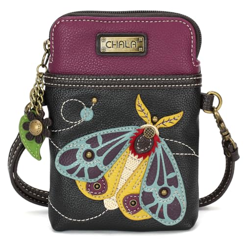 Image of CHALA Garden Animal Collection Cell Phone Crossbody Purse-Women PU Leather /Canvas Multicolor Handbag with Adjustable Strap