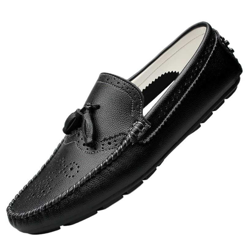 Mens Loafers Round Toe Brogue Embossed Wing tip with Tassel Driving Loafers Resistant Lightweight Comfortable Classic Slip On3