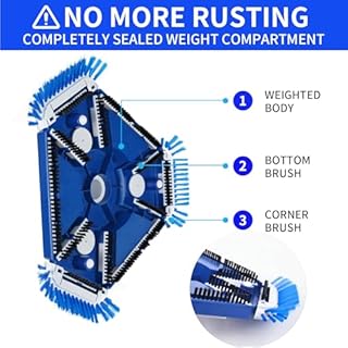 JSPJSP Upgraded Swimming Pool Vacuum Head, Heavy-Duty Swimming Pool Vacuum Head with Side Brush and Universal rotatable Hose Adapter, Weighted Triangular Vacuum Head