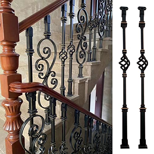 Poteaux de rampe d'escalier noirs et carrés de 70 cm avec sabot plat pour terrasses lot de 2