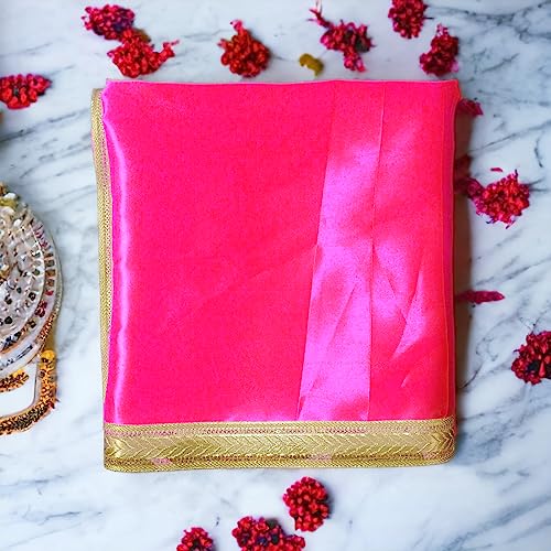 Image of Pooja Cloth for Mandir || Pooja Mandir Cloth || Mandir Decoration Cloth || Pooja Cloth Pink or Red (Set of 2)
