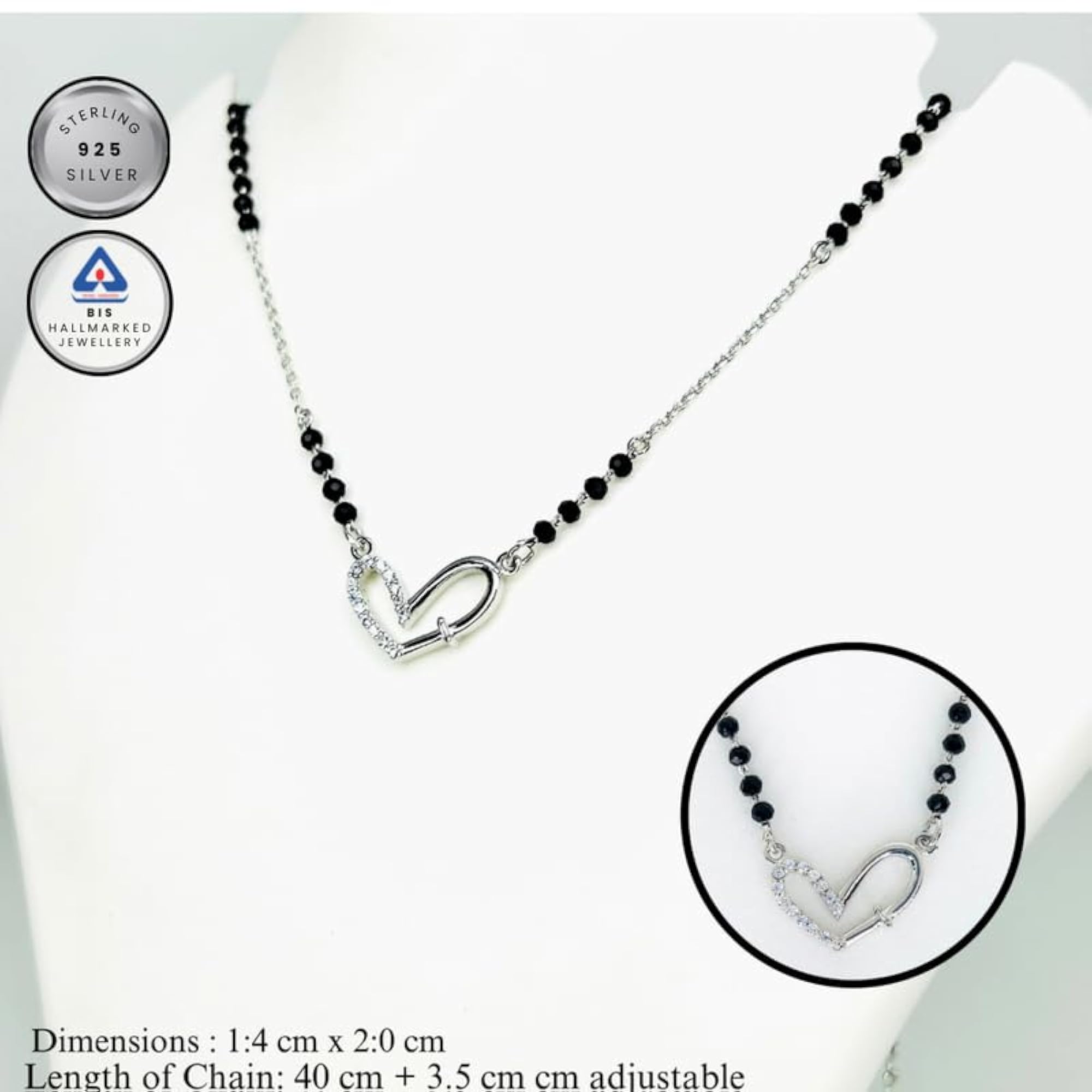 Silver Solitaire Twilight Heart Mangalsutra for Women