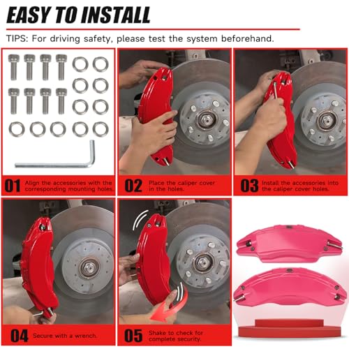 Image of Brake Caliper Covers Compatible with Tesla Model Y Juniper 2025-2026, 19 20 Inches Front and Rear Brake Wheel Hub Brake Caliper Covers 4 Pcs For Model Y Juniper Accessories Beetroot Purple