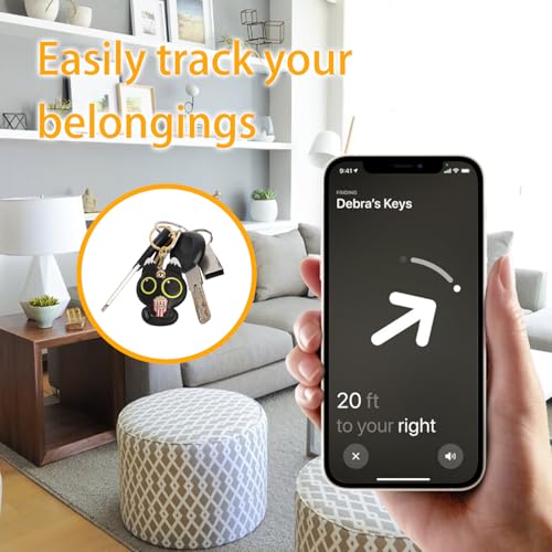 Image of Leather Keychain Case Holder Compatible with Apple AirTag, GPS Airtag Keychain Finder Tracker with Key Ring, Anti-Scratch Protective Air Tag Cover | Leather