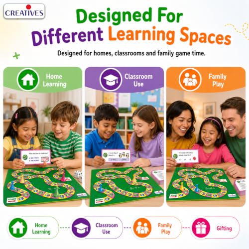 Image of Creative's Math Safari Part-1, Maths Quiz Board Games,180 Question Answer Cards 720 Questions, Shapes Numbers Addition Subtraction Measurement Time, Educational Gift STEM Toy Ages 7 & Up