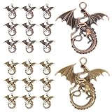 Alipis Colgantes de Dragón Vintage 20 Piezas Aleación en Color Antiguo Azul y Rojo, Amuletos para Collar y Pulsera Diy, Dijes Unisex para Manualidades y Decoración Artesanal