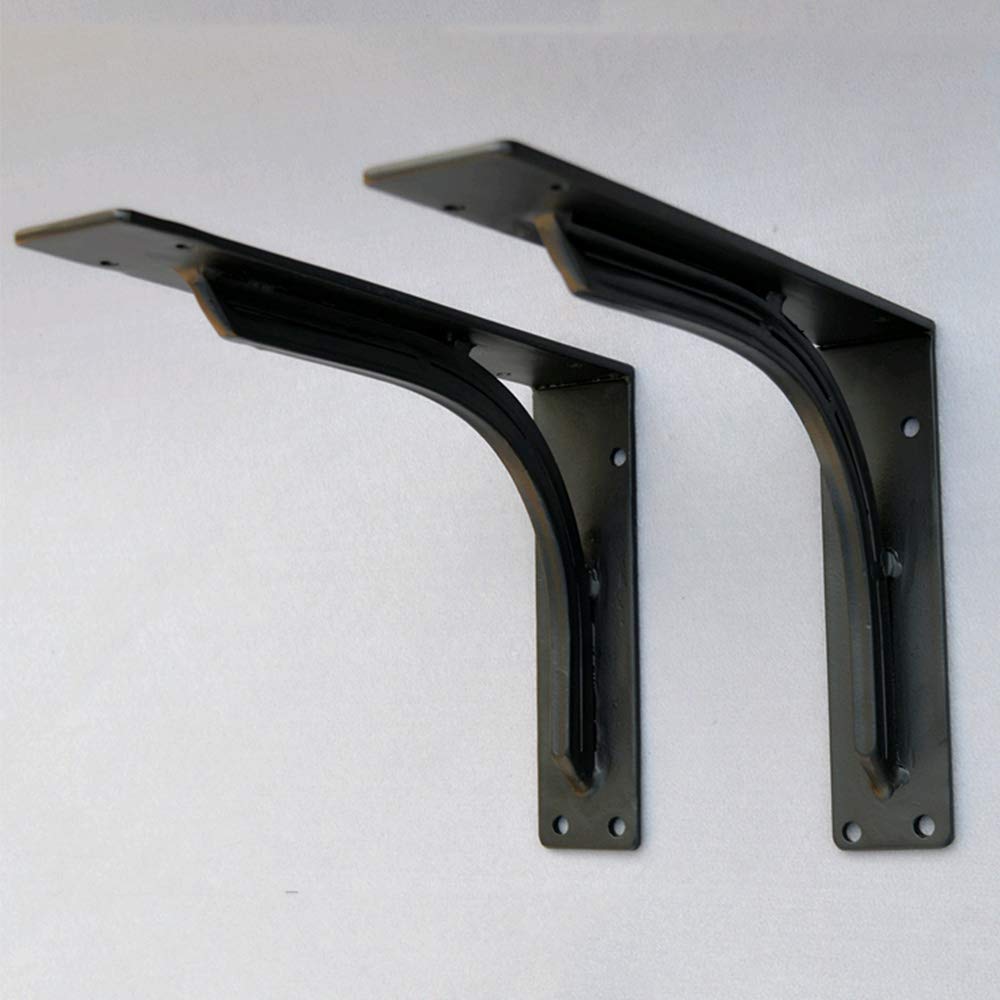 JXJX Staffe per Mensole 40 Cm, Staffe per Mensole Pesanti Ad Angolari Carico Massimo150kg, Staffa da Parete Ferro, Staffe per Scaffale Pesante Forma A L Nero, 2 Pezzi