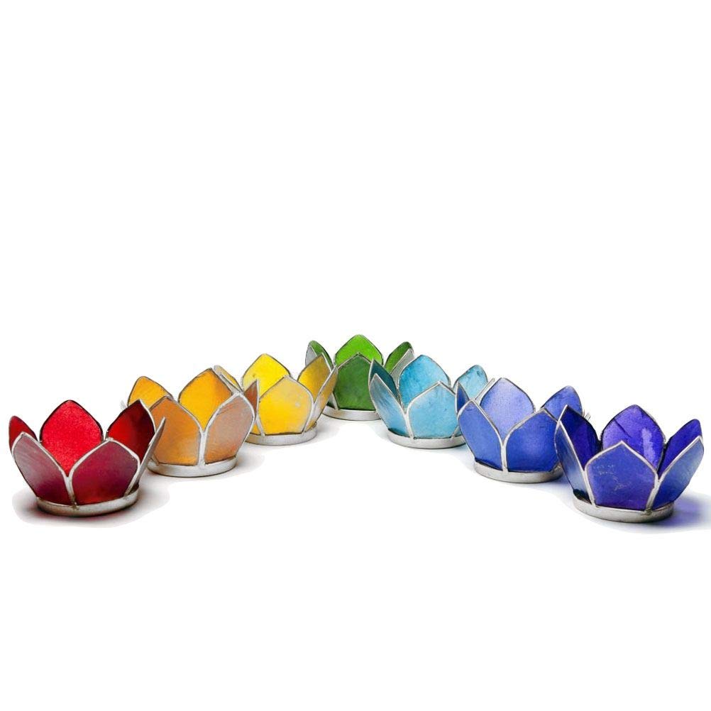 Etwas Finden, verschiedenen Lotus Teelichthalter, Glas, Silber, KLEIN, 7 Stück