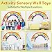 5FT Large Sunshine Rainbow Wooden Activity Wall Panel Christmas Gift Educational Montessori Toy for Toddler Kids Interactive Sensory Activity Busy Board Daycare Learning Center Toddler Room Decor